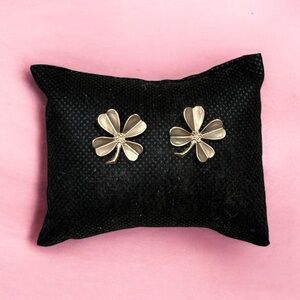 Upcycled Stamped Gold Four-Leaf Clover Stud Earrings